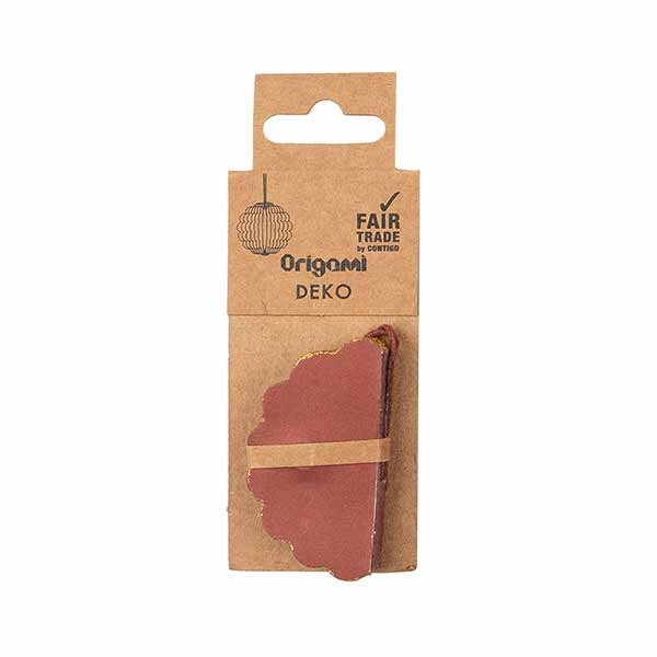 Papierdeko Origami 8cm SPHERE weinrot, Goldrand / CONTIGO Fairtrade Onlineshop