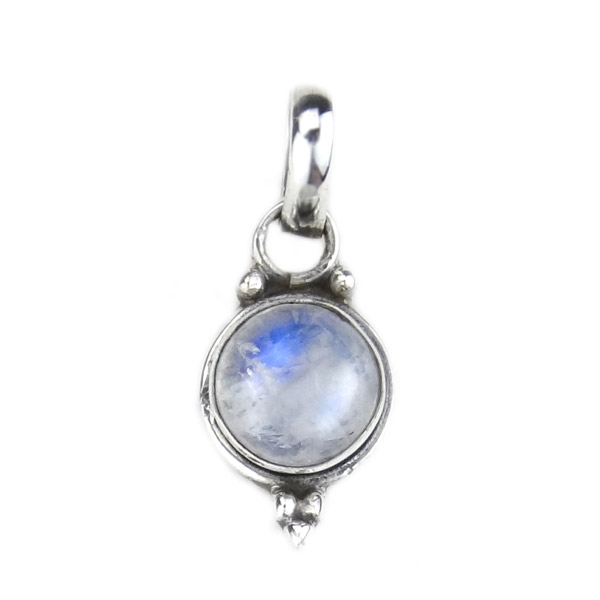 Anhänger Rund Klassisch Mondstein, Silber