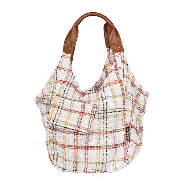 Tasche HOBOBAG, multicolor check tweed, weiß-bunt Wollmix