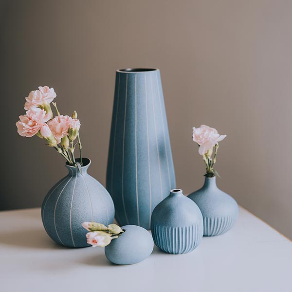 Vase CONGO Tiny L, 8x8 cm, blau-sand, Keramik handgemacht / CONTIGO Fairtrade Onlineshop