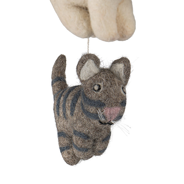 Mobile handgefilzt, KATZEN, Wolle, handgefilzt / CONTIGO Fairtrade Onlineshop