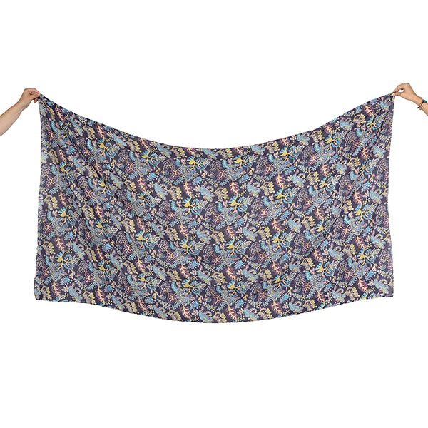 Schal BLUE FLOWERS, 200x100 cm, 100 % Baumwolle (Bio) / CONTIGO Fairtrade Onlineshop