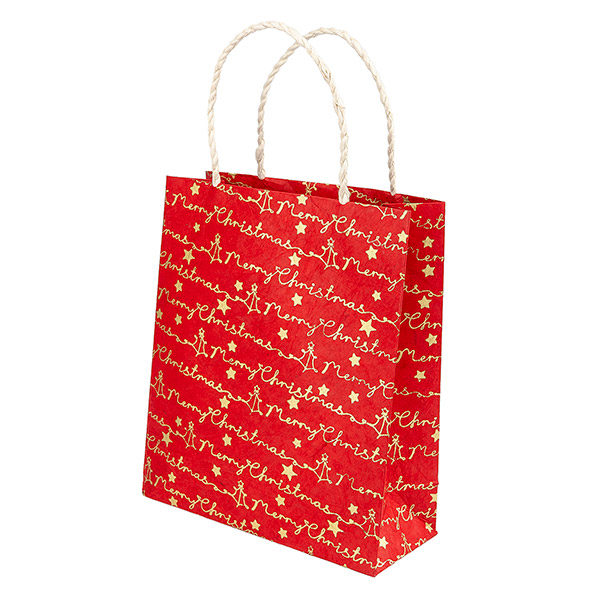 Geschenktüte M MERRY CHRISTMAS, rot-gold, Loktapapier / CONTIGO Fairtrade Onlineshop