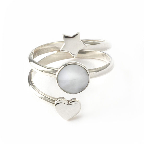 Ring ESTRELLA Perlmutt, Silber
