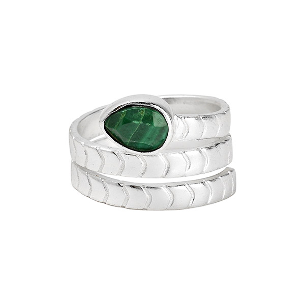Ring Arrow Malachit, versilbert, [S01] / CONTIGO Fairtrade Onlineshop