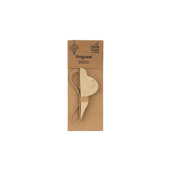 Papierdeko Origami CONE, 7,5 cm, natur, Goldrand / CONTIGO Fairtrade Onlineshop