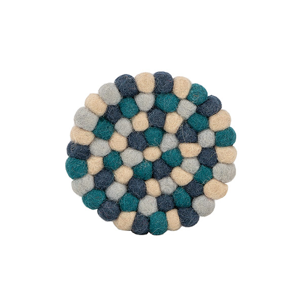 Glasuntersetzer KUGELN blau, Wollfilz