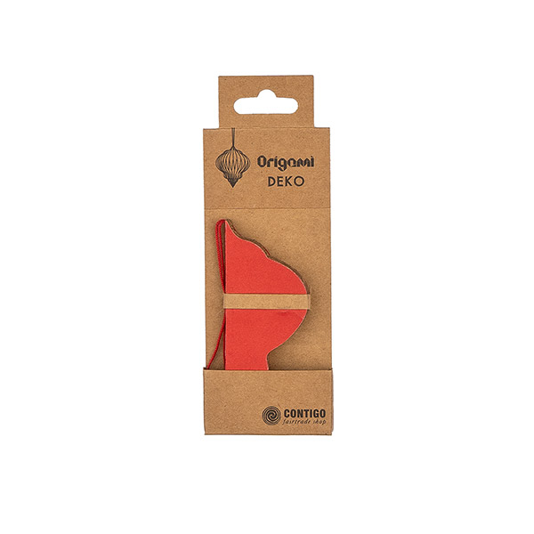 Papierdeko Origami DROP, 9 cm, rot, Goldrand