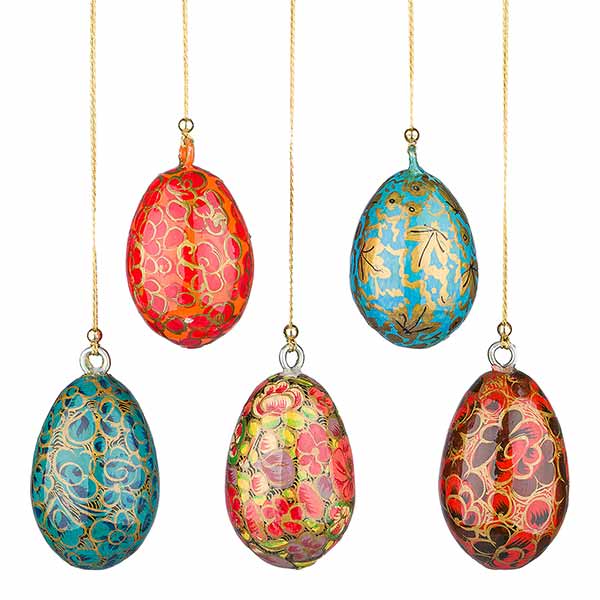 Anhänger Osterei KASCHMIR 5cm, handbemalt, Pappmaché / CONTIGO Fairtrade Onlineshop