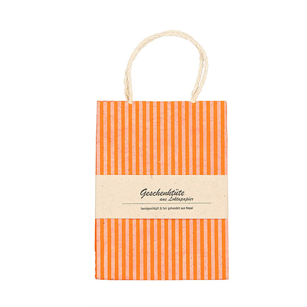 Geschenktüte S STREIFEN, koralle-apricot / CONTIGO Fairtrade Onlineshop