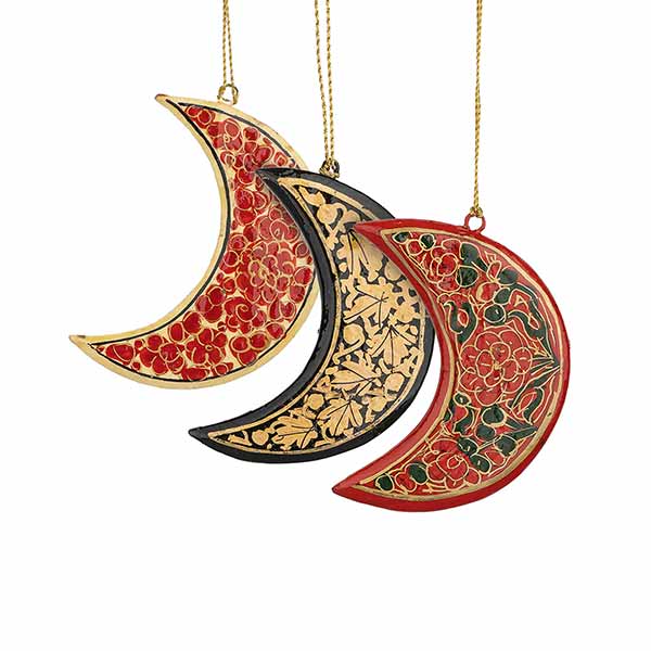 Anhänger Mond S Kaschmir handbemalt, Pappmaché / CONTIGO Fairtrade Onlineshop
