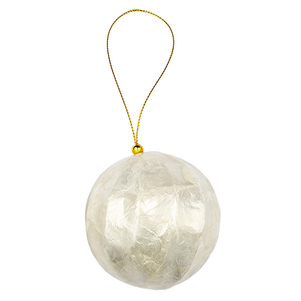 Deko Kugel RELIEF weiß, Capiz, Stückpreis / CONTIGO Fairtrade Onlineshop