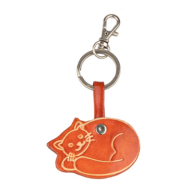 Schlüsselanhänger flach Katze (Stückpreis), Ziegenleder