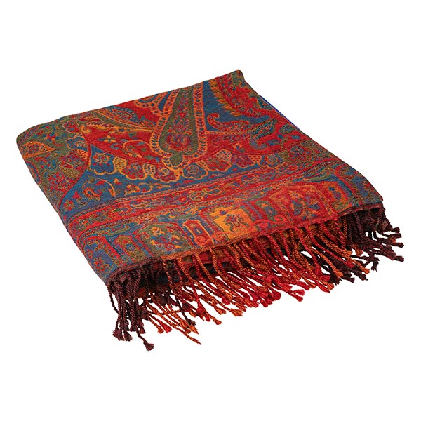 Wolldecke Plaid 200x140 MELODY, rot-blau-grün, 100 % Wolle