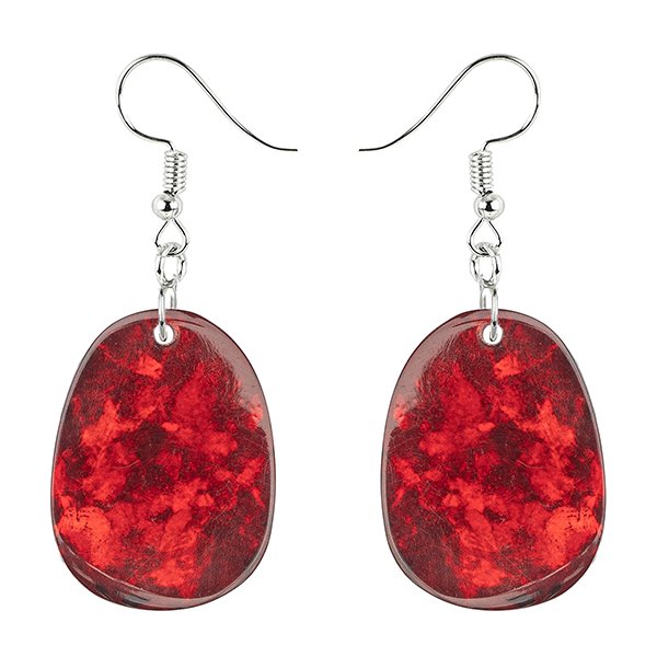 Ohrringe Oval Glitter, rot, Capiz