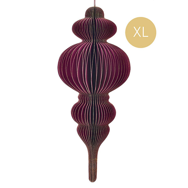 Papierdeko XL ORNAMENT Origami 71cm beere, Goldrand Papierdeko XL ORNAMENT Origami 71cm beere, Goldrand