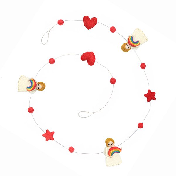 Filz Girlande SCHUTZENGEL, 150cm, Wolle, handgefilzt