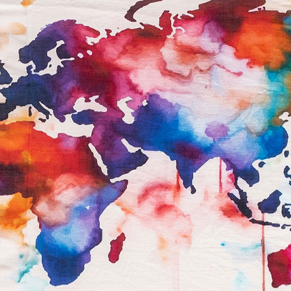 Schal 200x70, ONE WORLD multicolour, Modal-Baumwolle / CONTIGO Fairtrade Onlineshop