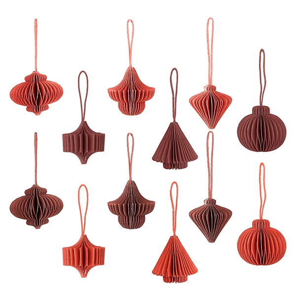 -15% 12 Mini Ornamente Origami, rot, Papier SONDERPREIS