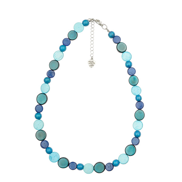 Halskette Buri/Kokos Mix XL, Blautöne