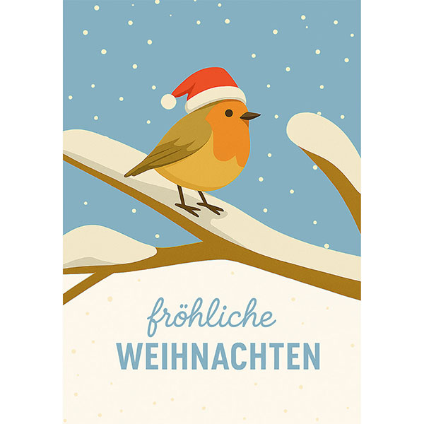 Grußkarte M Rotkehlchen im Schnee