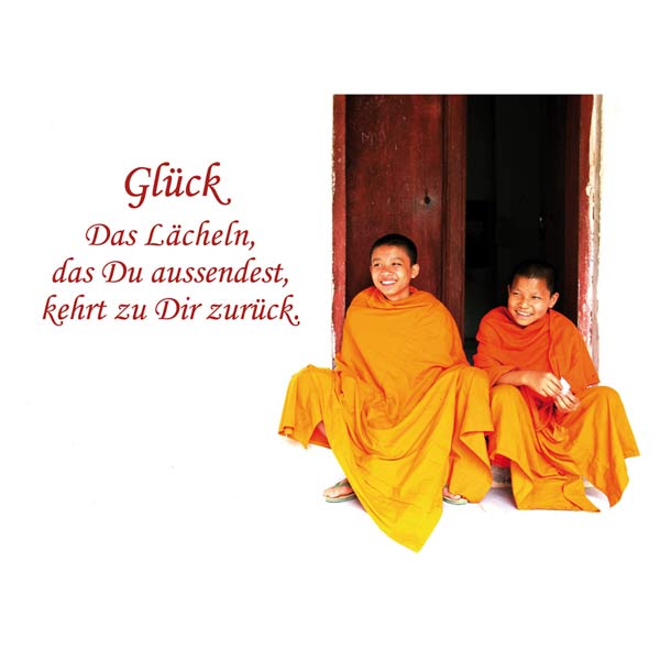 Grußkarte M Lächelnde Mönche, Laos
