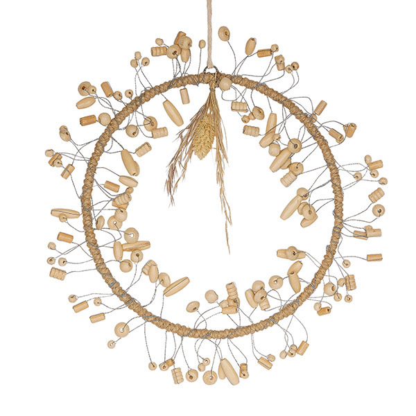 Perlendekoration KRANZ Strahlen 20cm, BOHO natur / CONTIGO Fairtrade Onlineshop