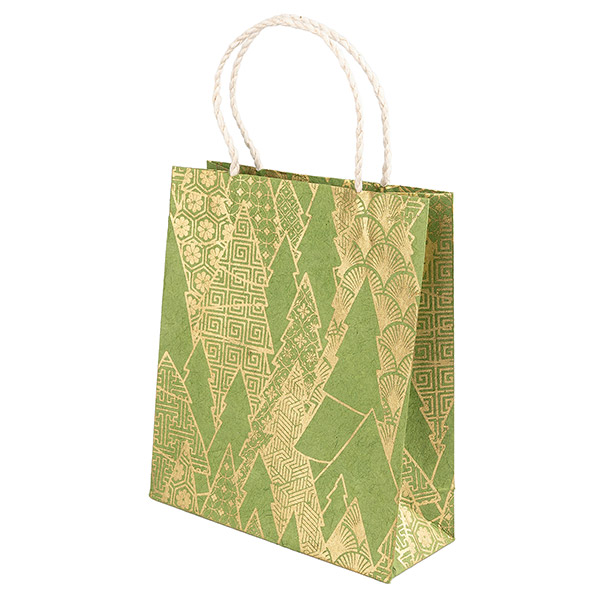 Geschenktüte M WEIHNACHTSWALD, grün-gold, Loktapapier / CONTIGO Fairtrade Onlineshop