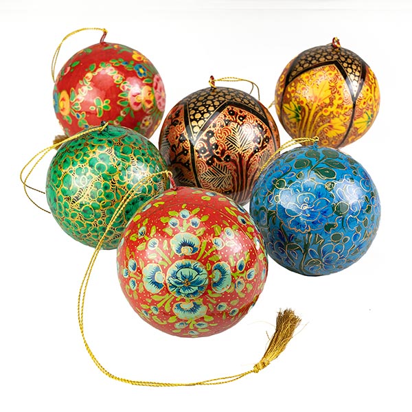 Weihnachtskugel Kaschmir, 7,5cm, handbemalt, Pappmaché / CONTIGO Fairtrade Onlineshop