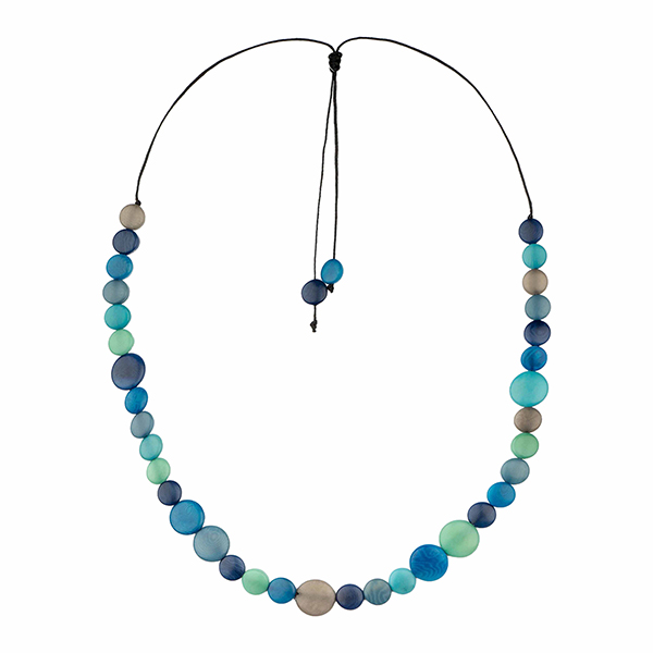 Halskette confetti Blautöne, Tagua
