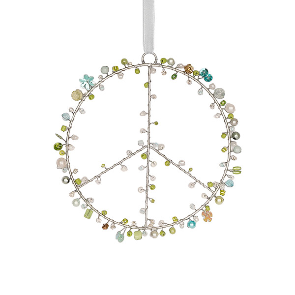 Perlendekoration KRANZ 12 cm FRIEDEN, aqua