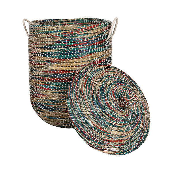 Wäschekorb 58cm MELANGE plus Deckel, Kaisagras / CONTIGO Fairtrade Onlineshop