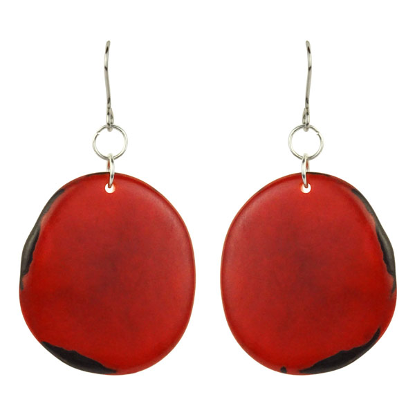 Ohrringe oval rot, Tagua