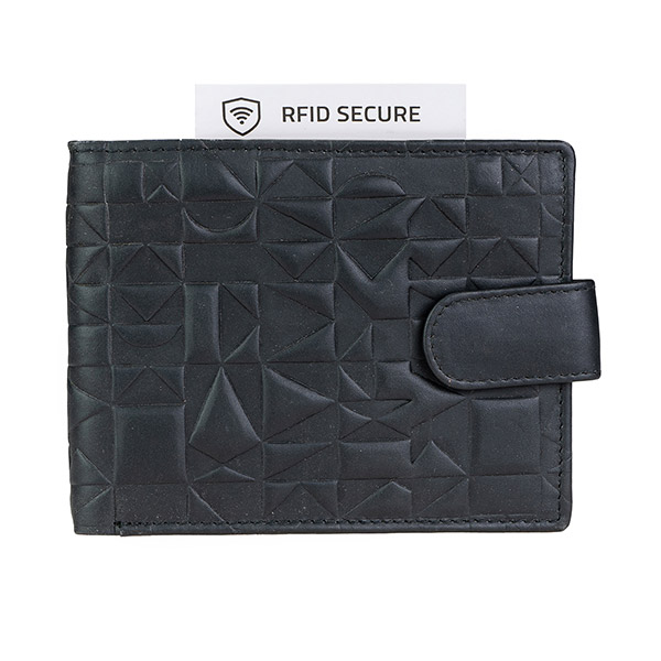Börse SPORTY Graphic 13x10cm RFID schwarz, Rindsleder / CONTIGO Fairtrade Onlineshop