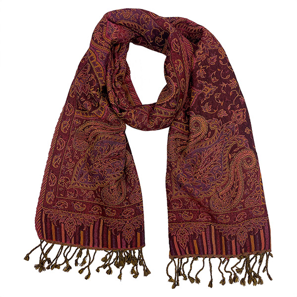 Wollstola PAISLEY rot-schwarz, 180x70 cm, 100 % Wolle