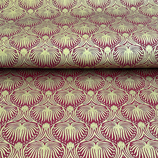 LOKTA Papierbogen, handgemacht, ONION LOTUS, beere-gold