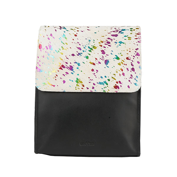 Wechselklappe HAIR Blob IndiWIEDUella weiß-bunt, Rindsleder / CONTIGO Fairtrade Onlineshop