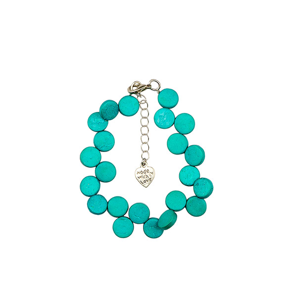Armband Puntos, seegrün-türkis, Kokosnuss / CONTIGO Fairtrade Onlineshop