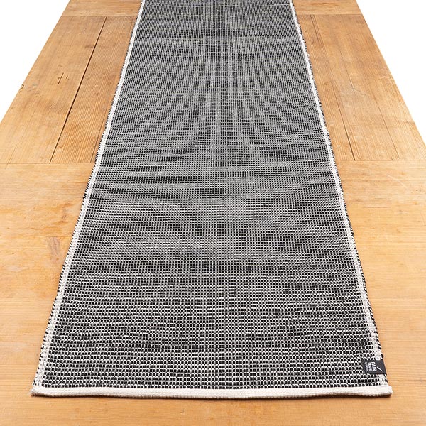 Tischläufer 40x220 cm, schwarz-weiß, handgewebt, Baumwolle SONDERPREIS