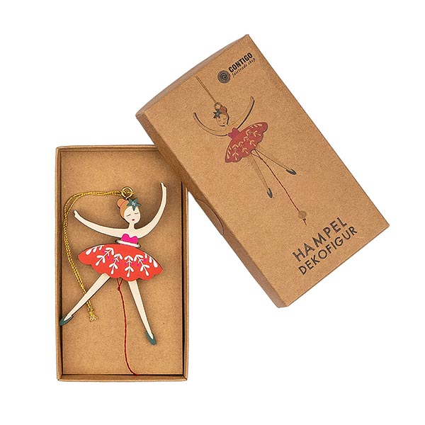 Hampelfigur Ballerina rot-schwarz, MDF