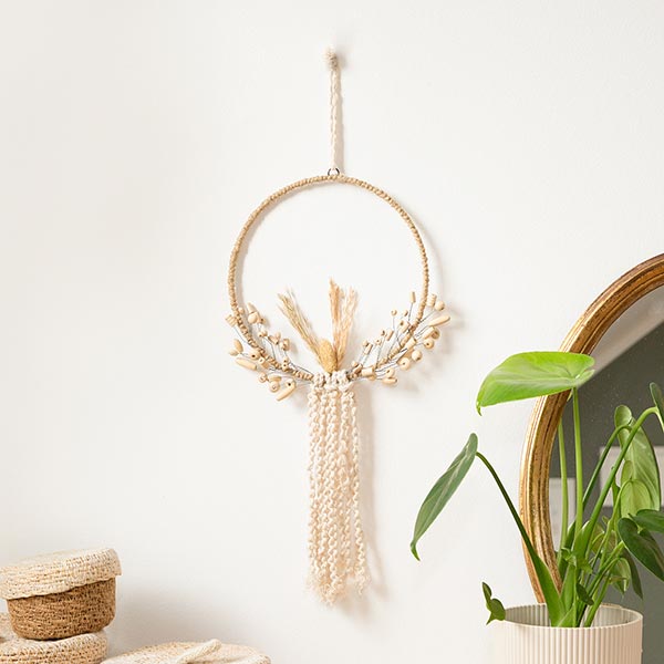 Perlendekoration KRANZ 20cm BOHO natur / CONTIGO Fairtrade Onlineshop