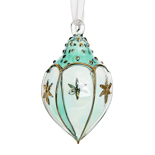 Glasdekoration 8cm Qamara, aqua-gold