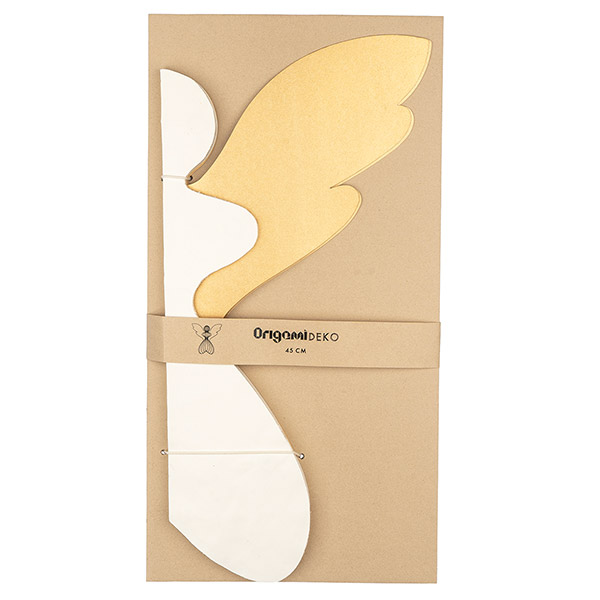 Papierdeko Engel Origami 45 cm, weiß-gold, Papier