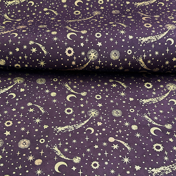 LOKTA Papierbogen, handgemacht, FIRMAMENT, violet-gold-kupfergold