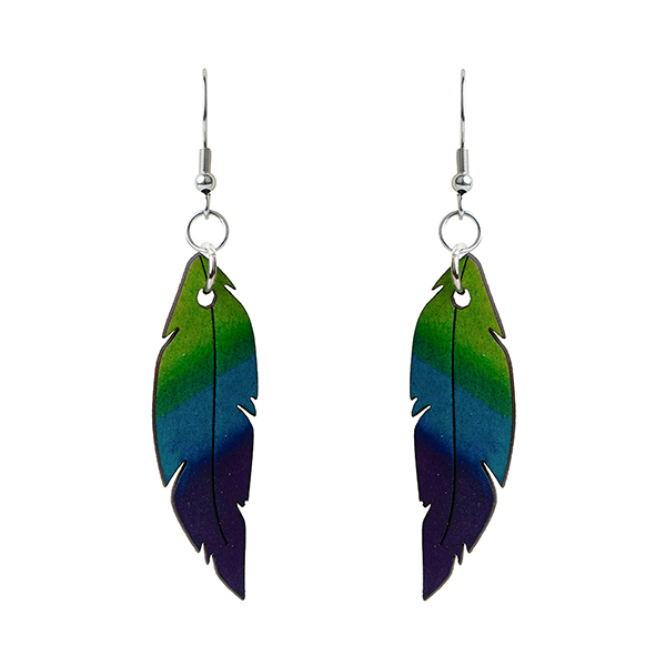 Ohrringe FEDER Farbverlauf, Flaschenkürbis