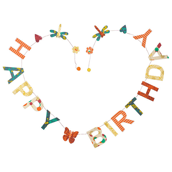 Girlande HAPPY BIRTHDAY bunt, 180cm, Loktapapier / CONTIGO Fairtrade Onlineshop