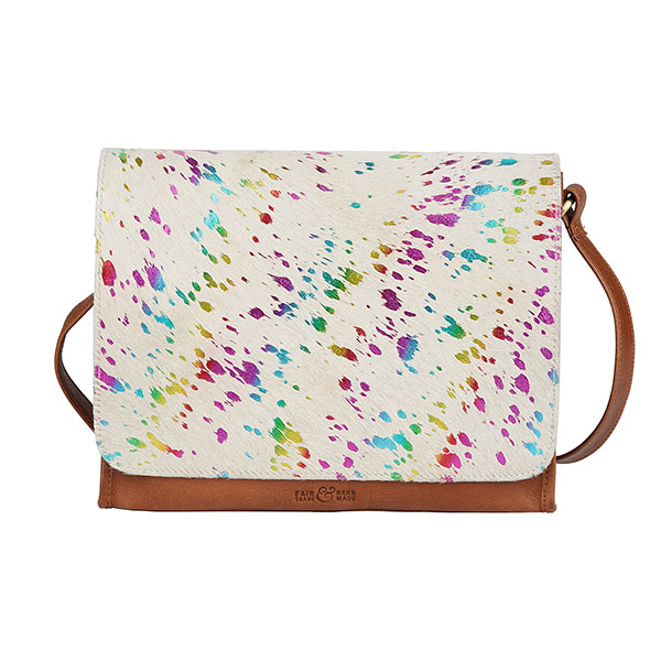 Wechselklappe HAIR Blob IndiWIEDUella weiß-bunt, Rindsleder / CONTIGO Fairtrade Onlineshop