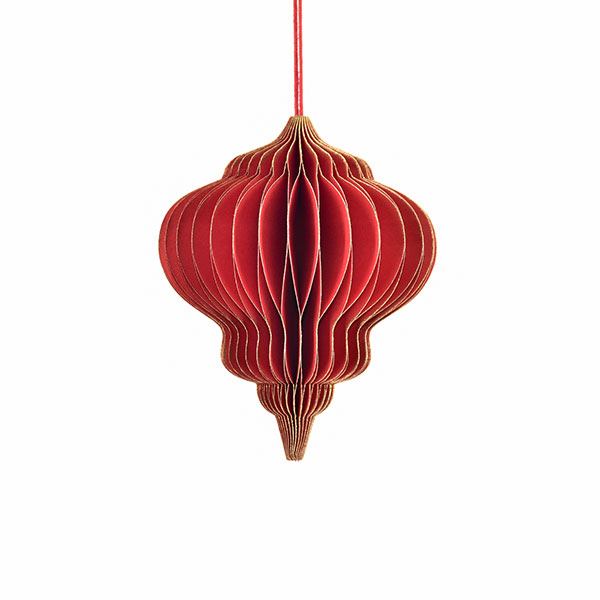 Papierdeko Origami DROP, 9 cm, rot, Goldrand / CONTIGO Fairtrade Onlineshop