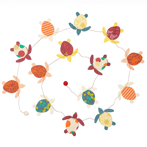 Girlande SCHILDKRÖTE bunt, 180cm,  Loktapapier / CONTIGO Fairtrade Onlineshop