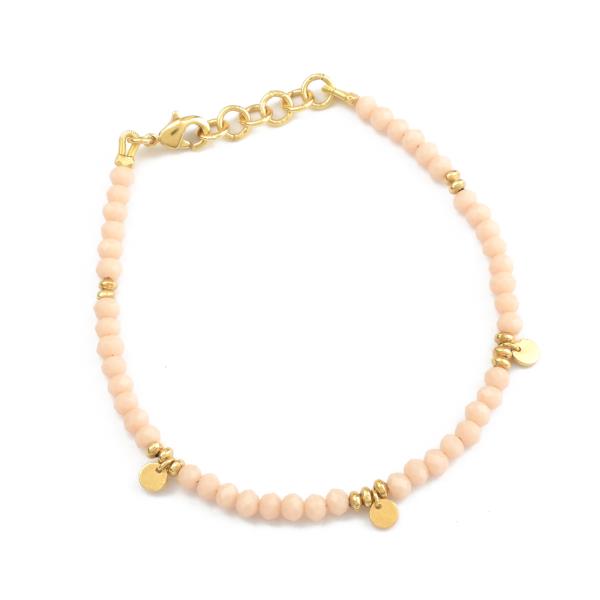 Armband Chalcedon creme, 22K vergoldet